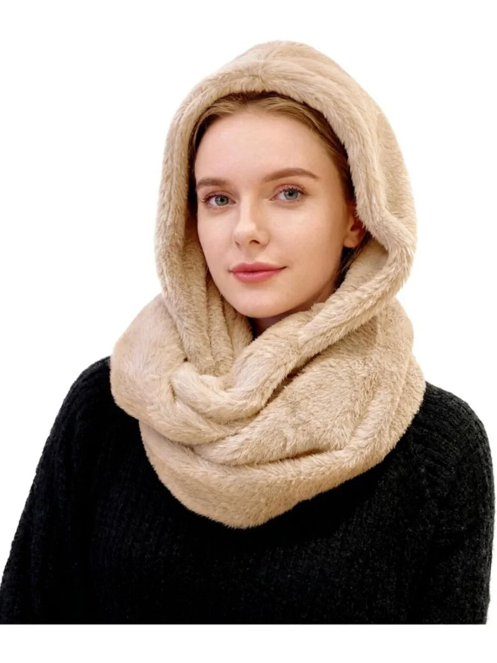 Cozy Faux Fur Hooded Infinity Scarf Combo | Winter Head & Neck Wrap for All